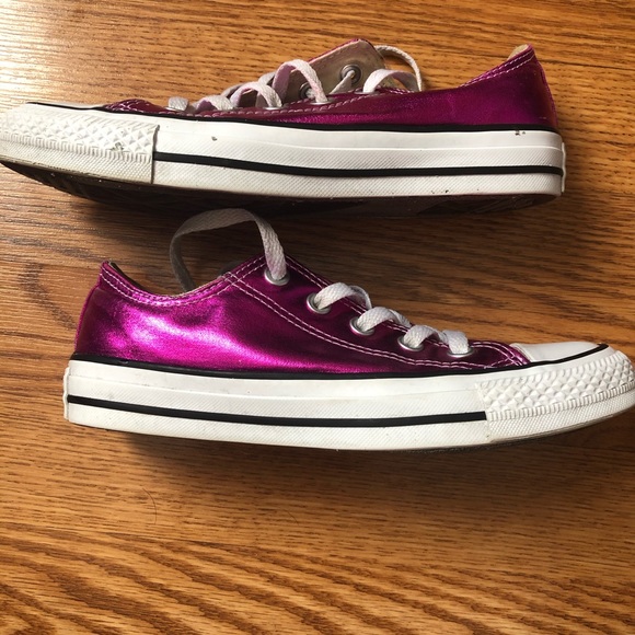 HP 🎉 Converse All Star Metallic Pink Sz 6 Low Top - Picture 5 of 9